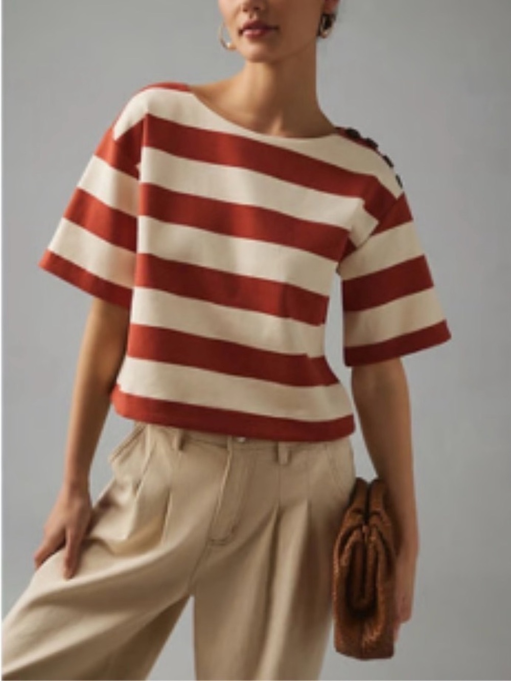 Sunday in Brooklyn Striped Structured Boxy Tee- Anthropologie- Size XXS
